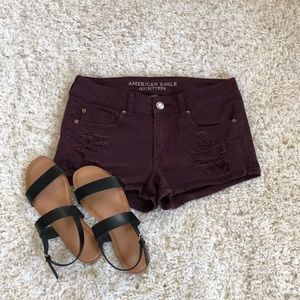 Ripped Maroon American Eagle Shorts